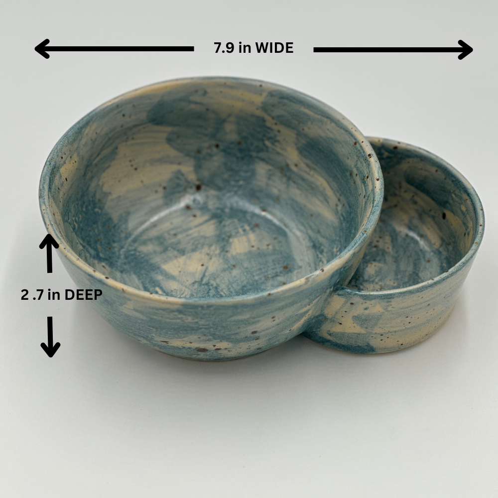 One Gumbo bowl with potato salad bowl attached